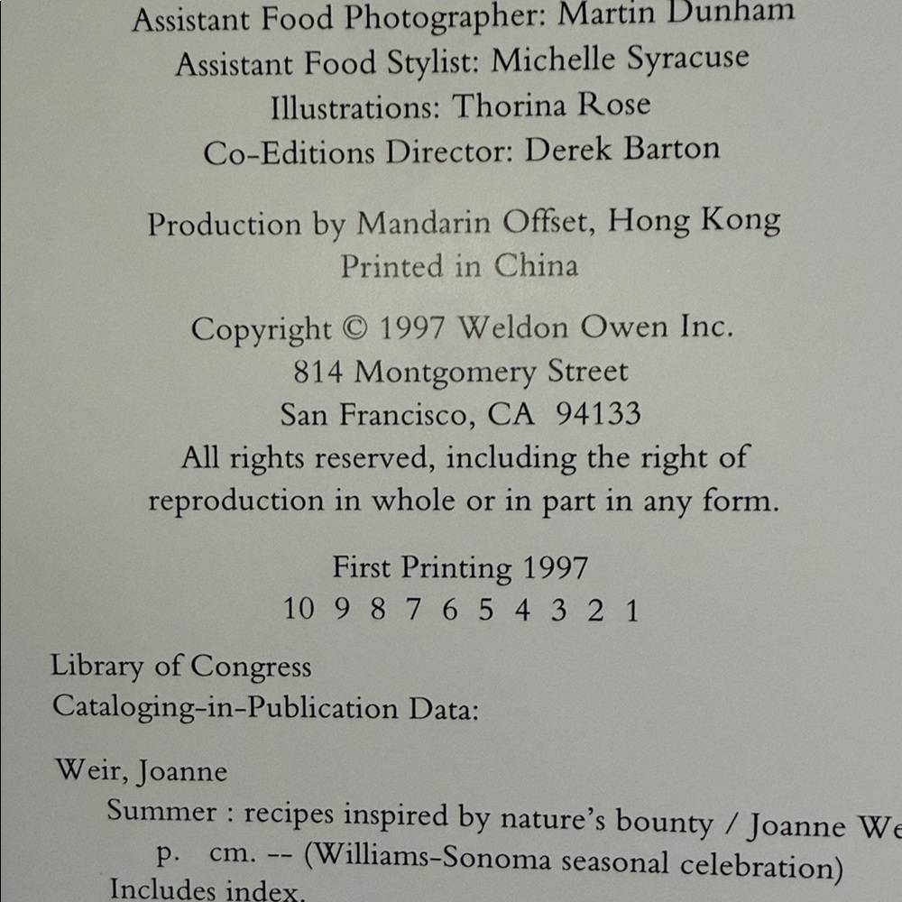 Vintage Williams Sonoma Nature's Bounty SUMMER Hardcover Cookbook Color Photos - Picture 2 of 6